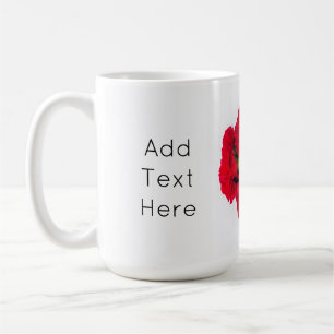 Paket med röda nejlikor kaffemugg