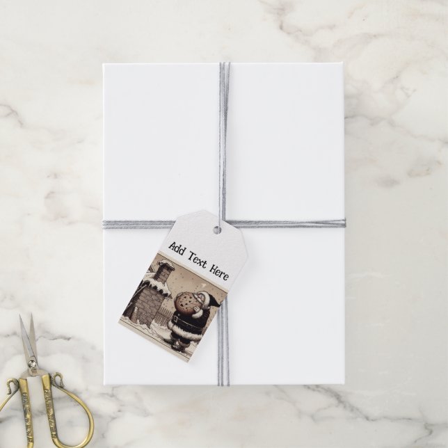 Paket med tio Personligers jultomte-Märkre Presentetikett (Med Snöre)