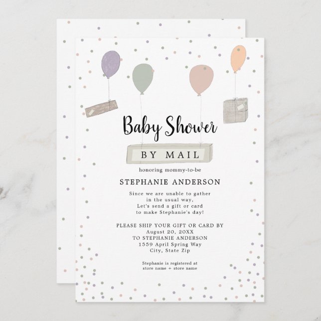 Paket + neutralten Bebisprogram för ballonger per  Inbjudningar (Fram/baksida)