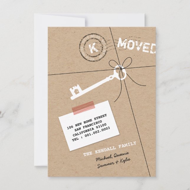 Paket och Nyckel House Party & Flytta Notice Inbjudningar (Framsida)