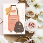 Paketera din Bags-inbjudan, Bachelorette Party Vykort<br><div class="desc">Säg åt dem att packa sina väskor med den här destinationen,  bachelorette-festinbjudan. Utformningen illustreras med resväskor packade och redo att gå. Lägg till information om din händelse på kortens baksida. Du kan byta färg.</div>