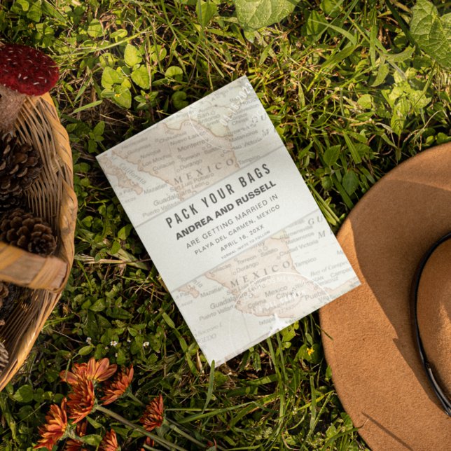 Paketera väskor Mexiko Karta Destinationsbröllop 2 Spara Datumet (Skapare uppladdad)