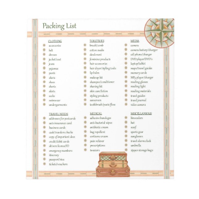 Paketlista - Anteckningsblock (Framsida)
