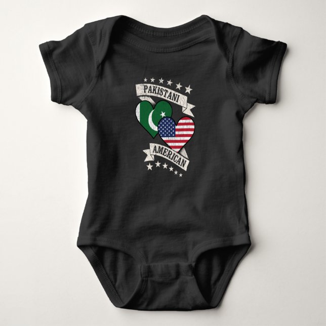 Pakistan American Heart Flaggor Pakistan America T Shirt (Framsida)