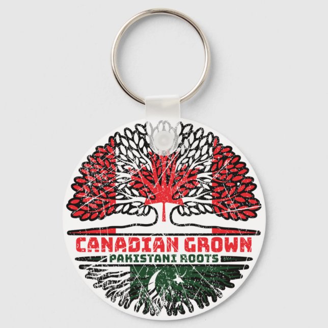 Pakistan Canadian Canada Träd Roots Flagga Nyckelring (Framsida)