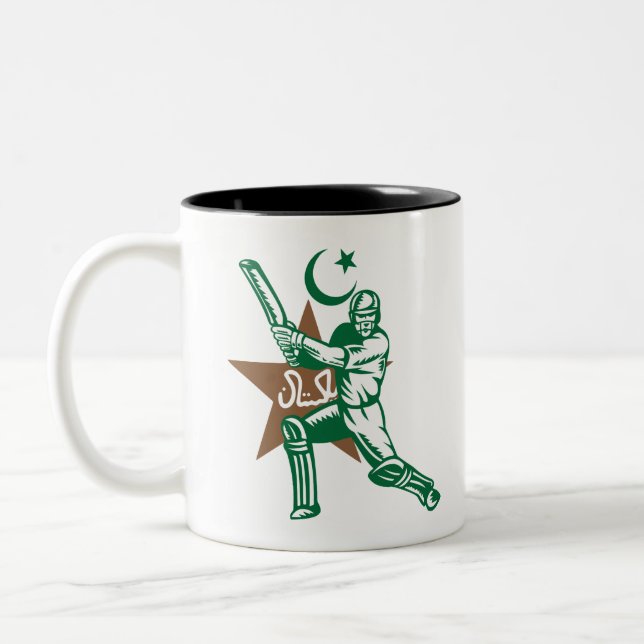 Pakistan Cricket Player Batsman Design Två-Tonad Mugg (Vänster)