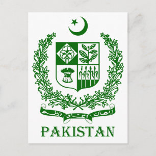 PAKISTAN - emblem/jacka av arm/flagga/symbol Vykort