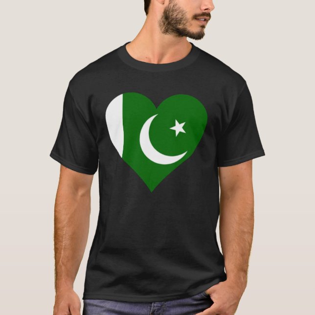 Pakistan Flag Heart Pakistan  Love Pakistan T Shirt (Framsida)