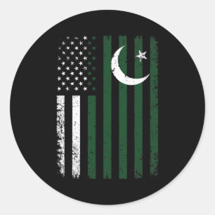 Pakistan Flagga 4 juli USA Pakistan Flagga Runt Klistermärke