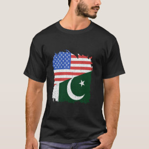 Pakistan Flagga Amerika USA Pakistanier Stolthet P T Shirt