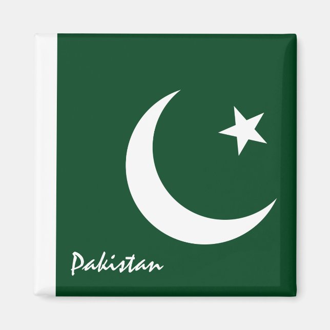 Pakistan flagga & Asien helgdag/sportfantaster Magnet (Framsidan)