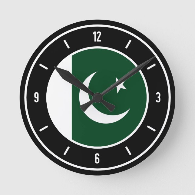 Pakistan Flagga Elegant Rund Klocka (Framsida)