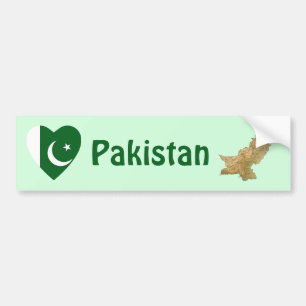 Pakistan Flagga Hjärta + Karta Bildäckslimma Bildekal