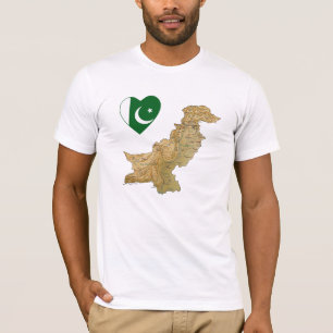 Pakistan Flagga Hjärta och Kart T-Shirt