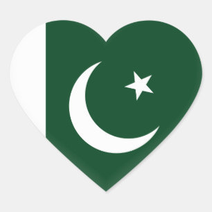 Pakistan flagga hjärtformat klistermärke