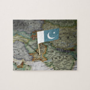 Pakistan flagga i karta pussel