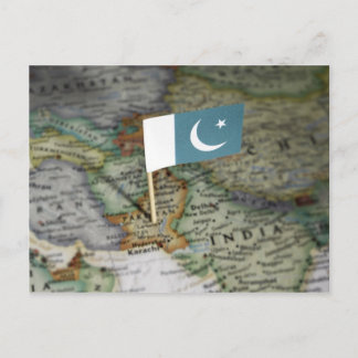 Pakistan flagga i karta vykort