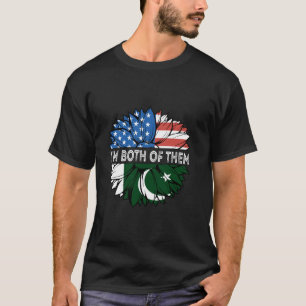 Pakistan Flagga Jag Är Båda Av Dem USA Solros Paki T Shirt
