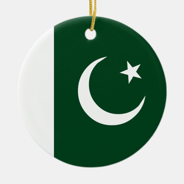Pakistan flagga julgransprydnad keramik (Framsidan)