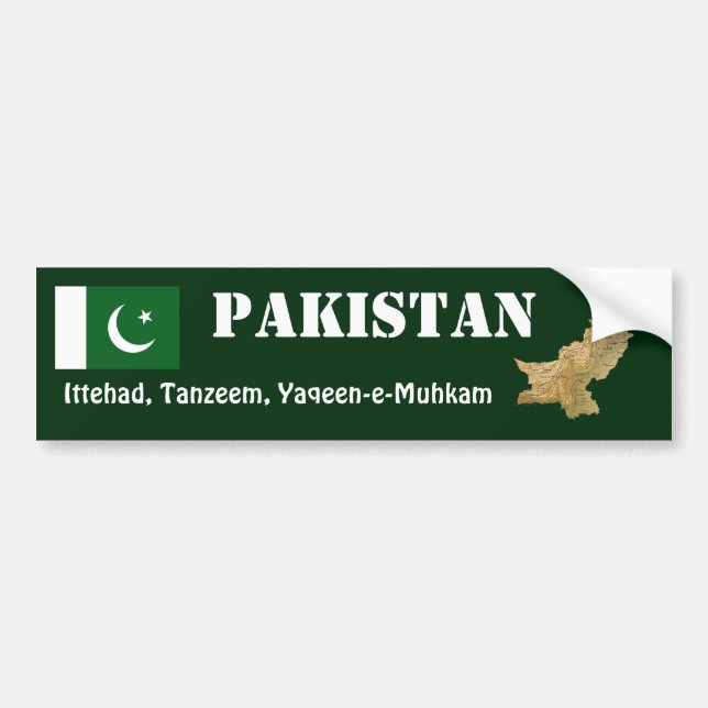 Pakistan Flagga + Karta Bildör Dekal (Framsidan)
