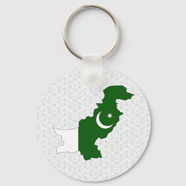 Pakistan Flagga Karta fullt storlek Nyckelring (Framsida)