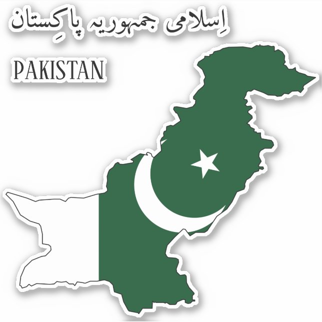 Pakistan Flagga Karta Klistermärken (Framsida)