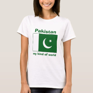 Pakistan Flagga + Karta + text T-Shirt