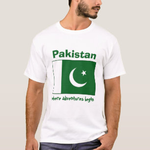 Pakistan flagga + Karta + TextT-tröja T-shirt