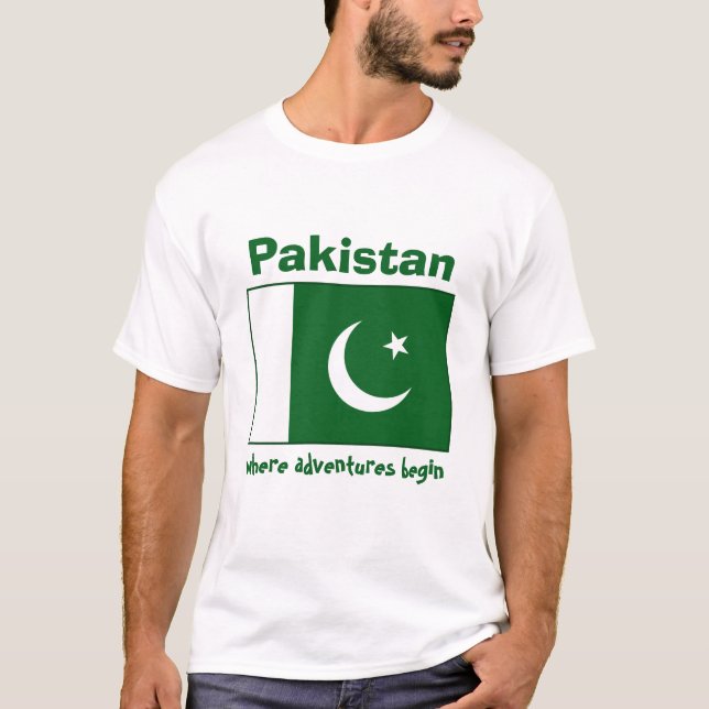Pakistan flagga + Karta + TextT-tröja Tröja (Framsida)