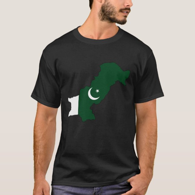 Pakistan flagga på karta t shirt (Framsida)