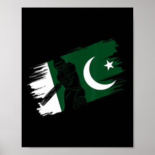 Pakistan Flagga Pakistan Cricket Fan Spelare Träna Poster