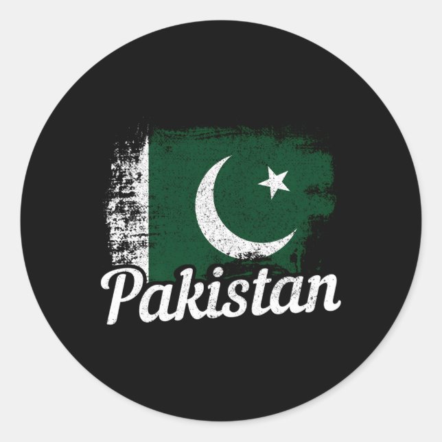 Pakistan Flagga Pakistan Pakistan Runt Klistermärke (Framsida)