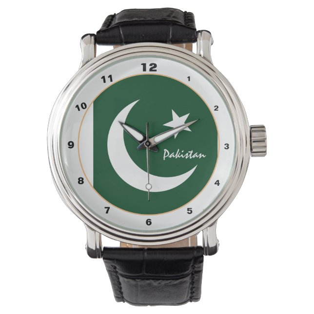 Pakistan Flagga & Pakistan trendig mode /design Armbandsur (Framsida)