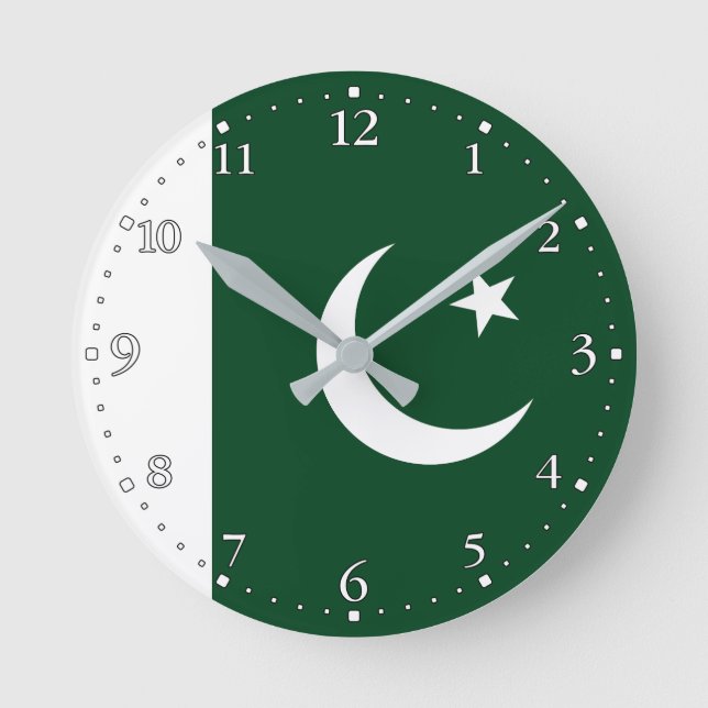 Pakistan Flagga Rund Klocka (Framsida)