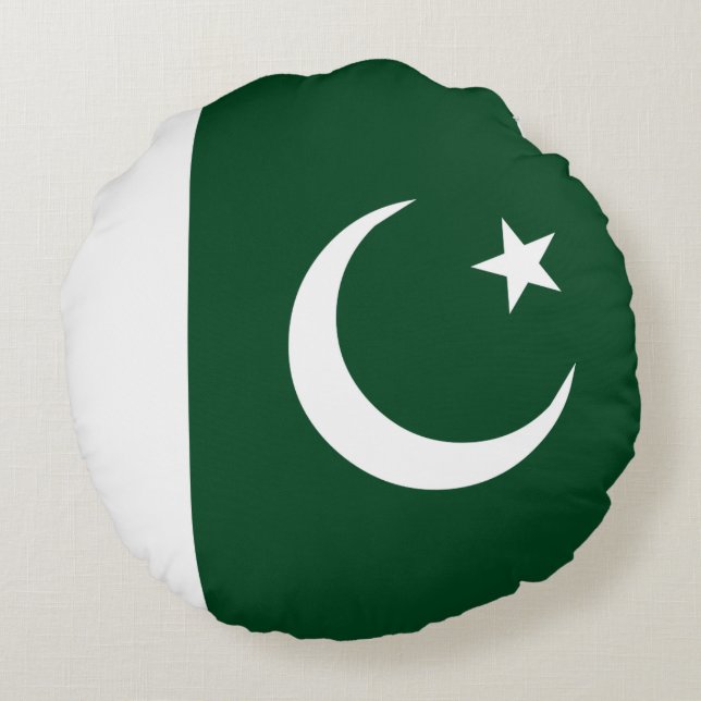 Pakistan flagga rund kudde (Baksidan)