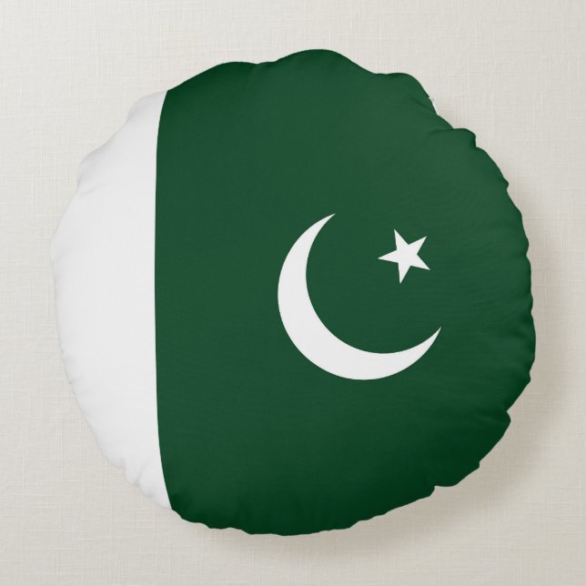Pakistan flagga rund kudde (Baksidan)