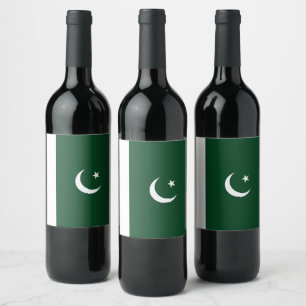 Pakistan flagga vinflaska etikett