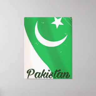 Pakistan flagga vintage resor poster canvastryck