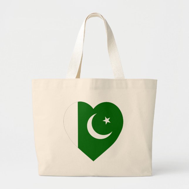 Pakistan flaggahjärta jumbo tygkasse (Framsidan)