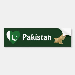 Pakistan flaggahjärta + Kartabildekal Bildekal