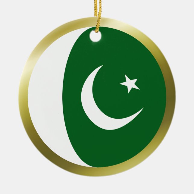 Pakistan flaggaprydnad julgransprydnad keramik (Framsidan)