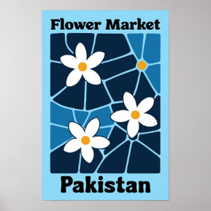 Pakistan Flower Market Jasmin & Blå Väggkonst