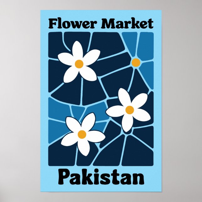 Pakistan Flower Market Jasmin & Blå Väggkonst (Framsidan)
