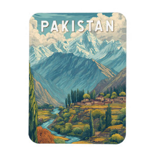 Pakistan Illustration Resa Konst Vintage Magnet