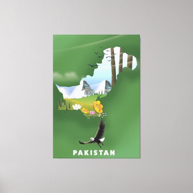 Pakistan illustrerade resan karta. canvastryck (Framsida)