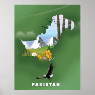 Pakistan illustrerade reser översikten poster