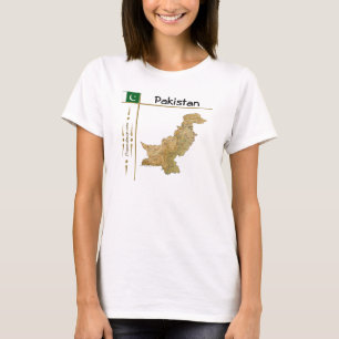 Pakistan Kart + Flagga + Titel T-Shirt