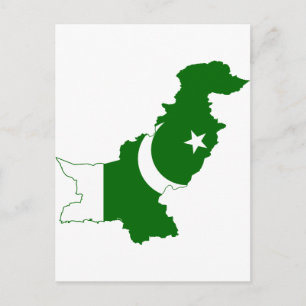 Pakistan Karta Flagga Vykort
