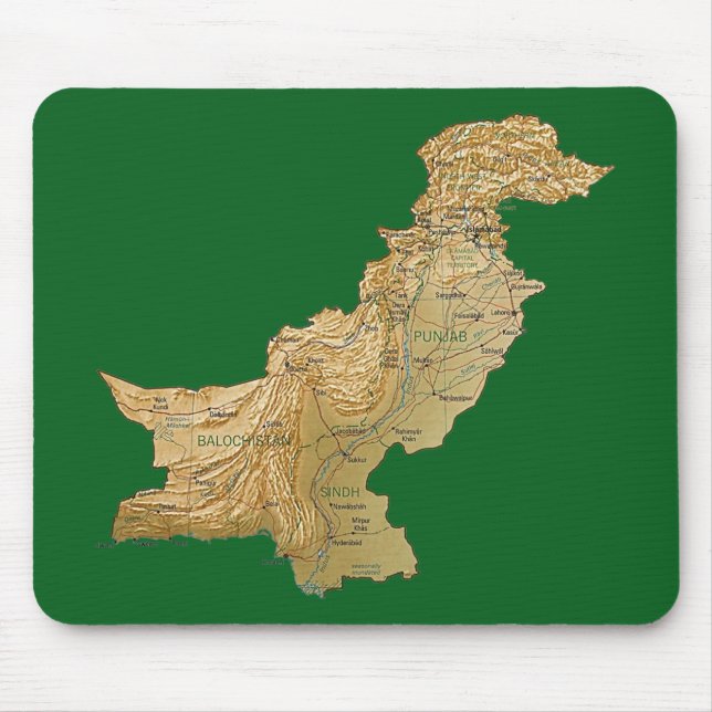 Pakistan karta Mousepad Musmatta (Framsidan)
