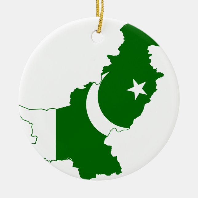 Pakistan kartaflagga julgransprydnad keramik (Framsidan)